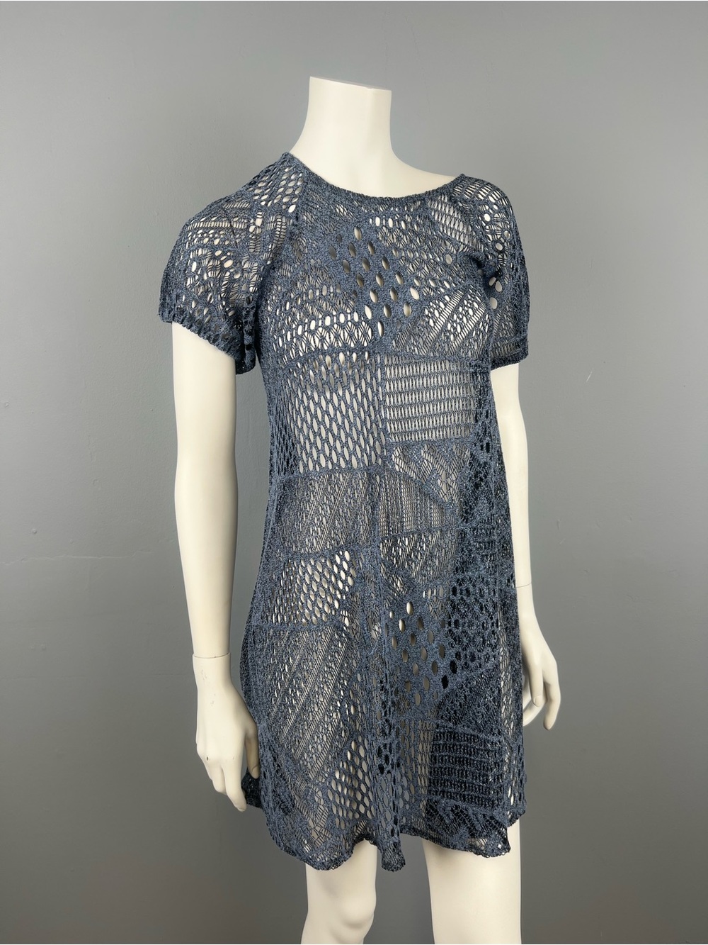 Papillon Sheer Women's Navy Crochet Cover-Up Dress